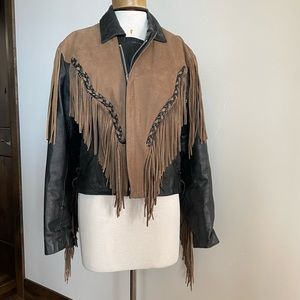First Genuine Leather Fringe Leather jacket Wm M
